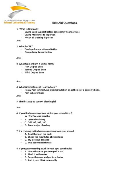 Image result for First Aid Exam Questions