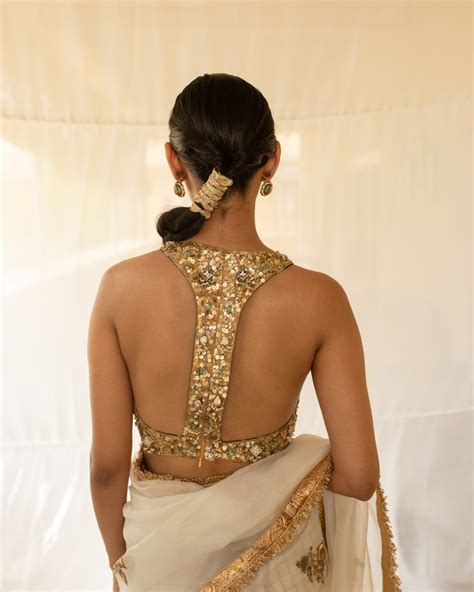 Tejasi - Gold Hand-Embroidered Sequin Blouse – Priyanka Raajiv