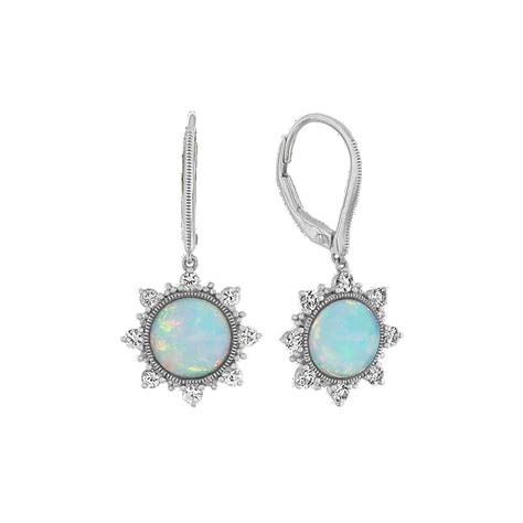 Helena Opal and White Sapphire Dangle Earrings in Sterling Silver ...