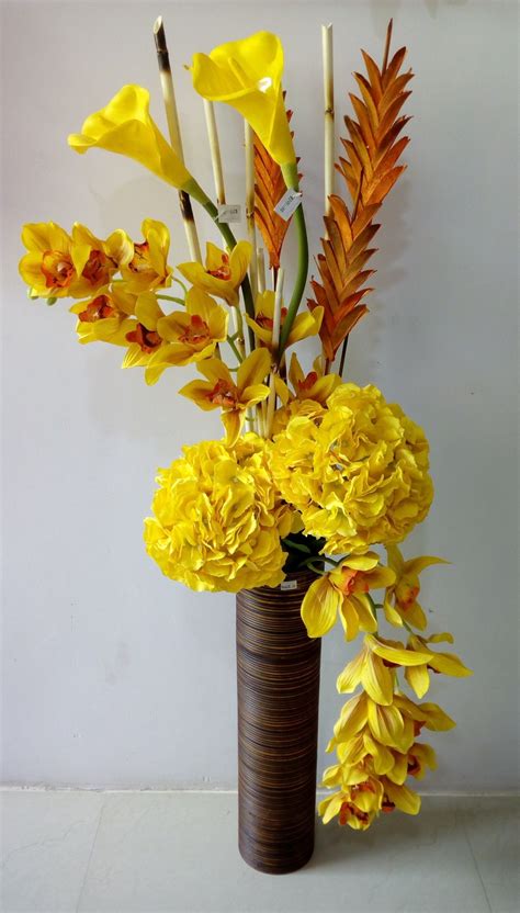 Tall Yellow Flower Arrangement in Vase