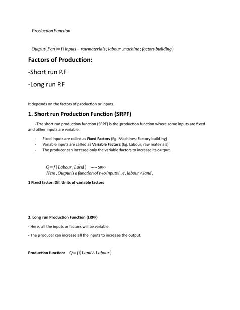 Production Concepts Questions - ProductionFunction - Studocu