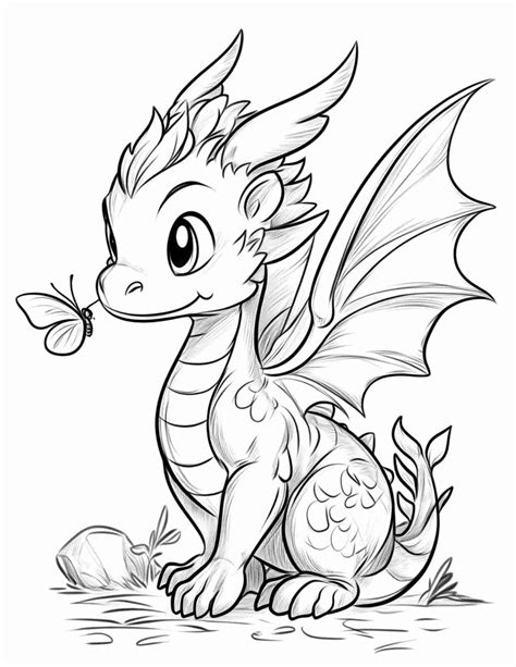Free Coloring Pages Baby Dragon