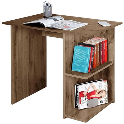 Cloudyfeel Engineered Wood Computer Desk with Two Tier Shelves Laptop ...