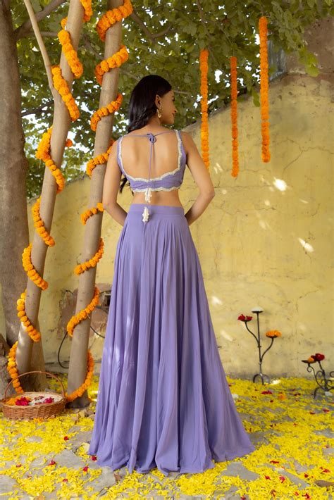 TARA VOILET GREY DETAILED LEHENGA SET – Deasha India