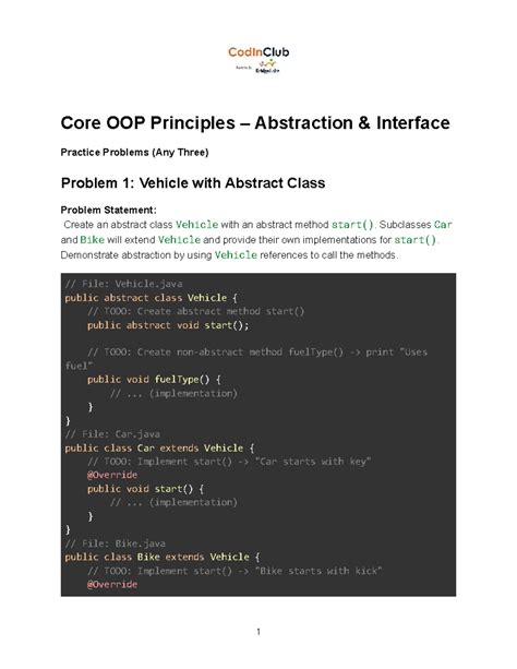 S8 - Core OOP Principles - Abstract Class & Interface Practice Problems ...