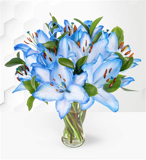 Blue Images Of Lilies Shimmery White & Blue Bouquet In New Milford, CT