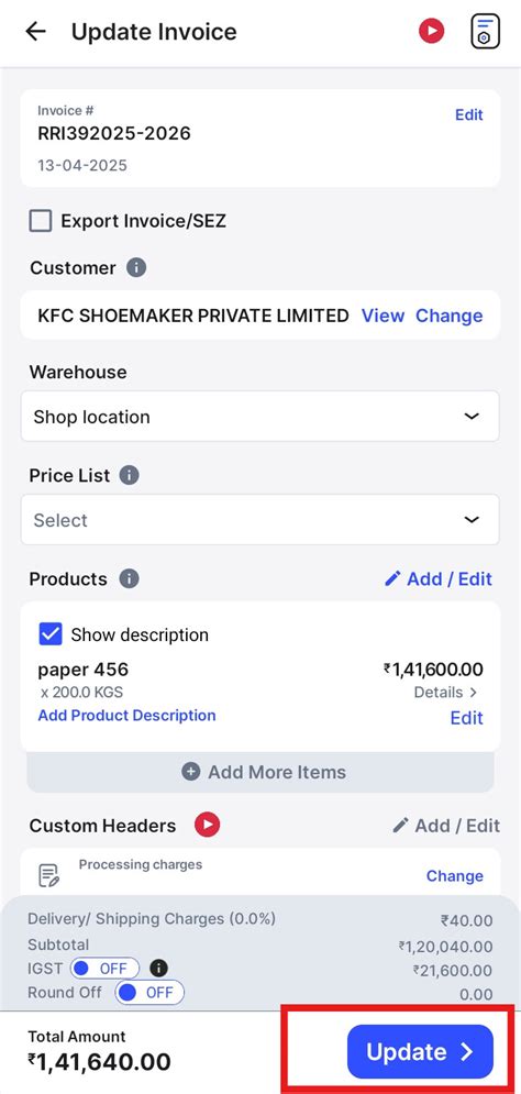 How to edit invoice on Android? - Android - Swipe