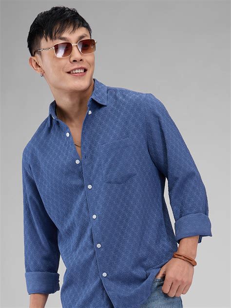 Prussian Blue Jacquard Shirt – Vastrado