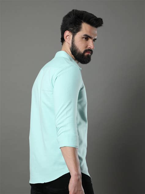 Shop Aero Blue Plain Shirt Men Online at Great Price – Bushirt