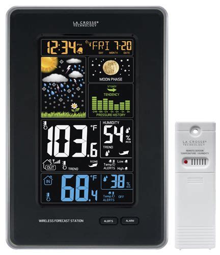 La Crosse Technology - WS6861 Station Mu00e9tu00e9o Coloru00e9e Avec Anu00e9momu00e8tre - Noir