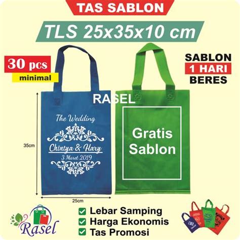 Jual Tas Sablon 25x35x8cm tas kain / spunbond / goodie bag / souveni ...