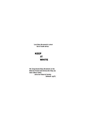 Keep it White.: We congratulate Beau Brummell on the Bold but Honest ...