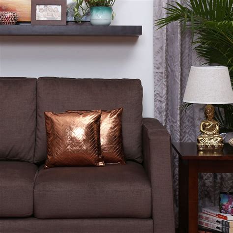 Buy Home Centre Merry Shimmer PU Filled Cushion - 30 x 30 cm - Brown ...