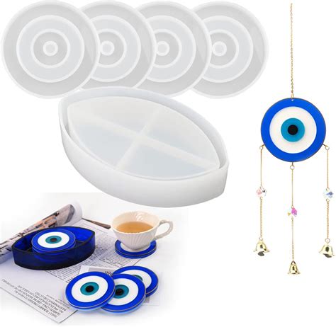 JINGBIN Evil Eye Resin Coaster Molds - Set of 5 Blue India | Ubuy