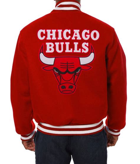 Red Varsity Bomber Chicago Bulls Embroidered Wool Jacket - Jackets Masters