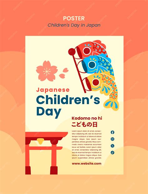 Premium PSD | Children's day in japan celebration poster template