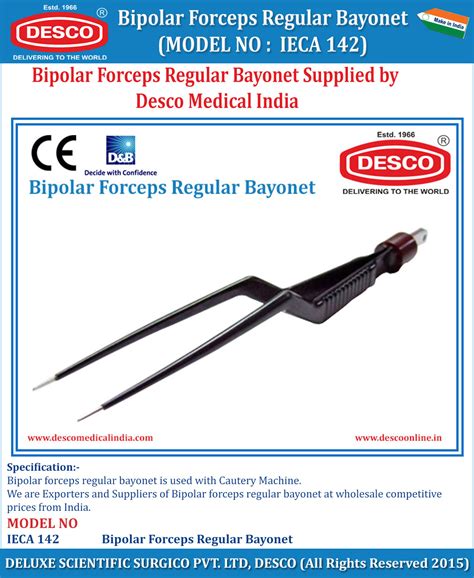 Bipolar Forceps Regular Bayonet Manufacturer in India | Desco