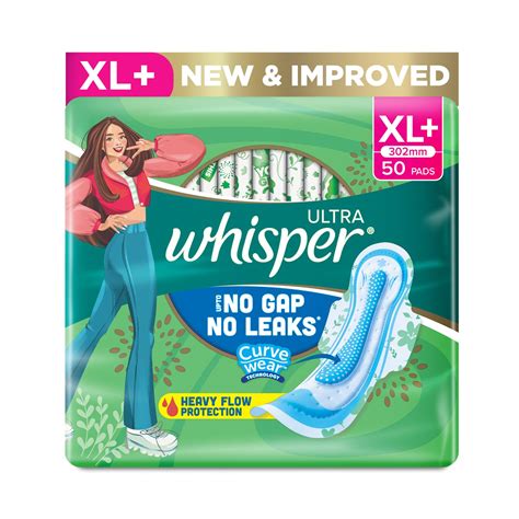 Buy WHISPER ULTRA HYGIENE+COMFORT SANITARY PADS, 50 XL+ PADS, FOR HEAVY ...