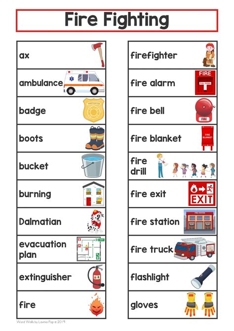 Fire Safety Word Wall | Firefighter | Firefighting
