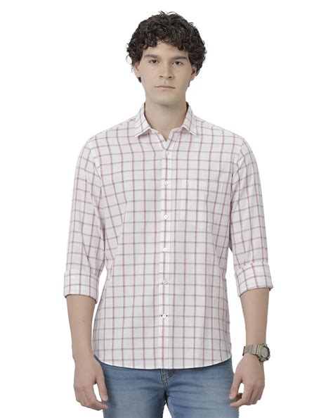 Cavallo by Linen Club Men's Cotton Linen Pink Checks Slim Fit Full ...
