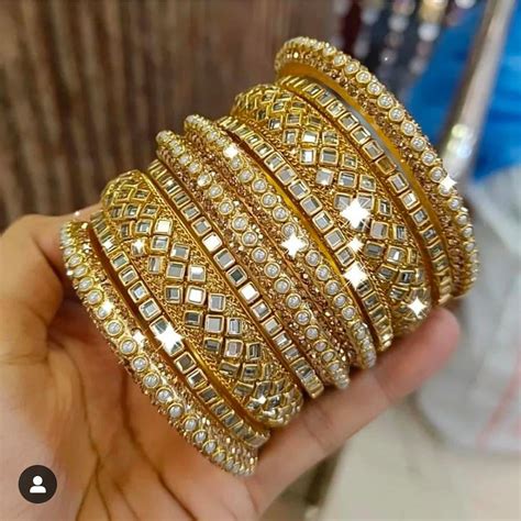 Pooja Bangles Gold Plated Mirror Bangles Set – JewelEMarket