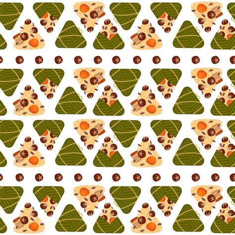 Dragon boat festival rice dumplings seamless pattern with triangular ...