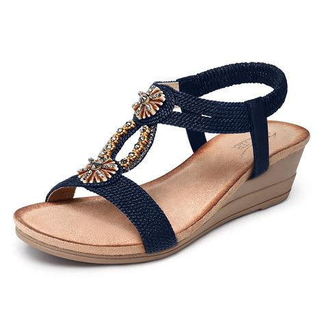 SHIBEVER Wedge Sandals for Women 2025: Comfortable Open Toe Ankle Strap ...