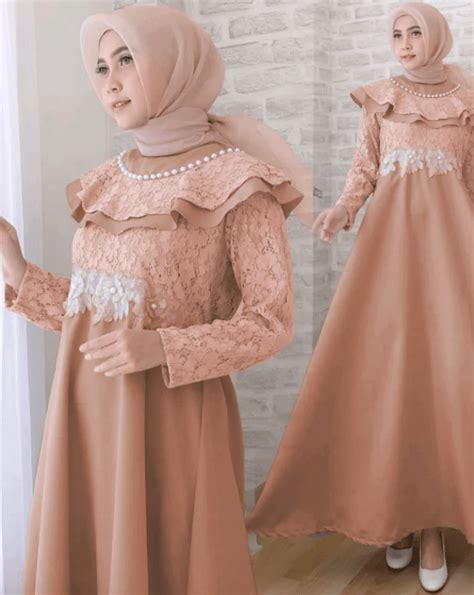 model gamis brokat kombinasi satin terbaru 2020