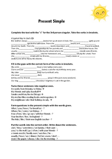 Image result for Presente Simple Ejercicios