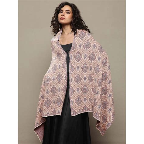 Buy Libas Women Beige Woven Design Wool Shawl Online