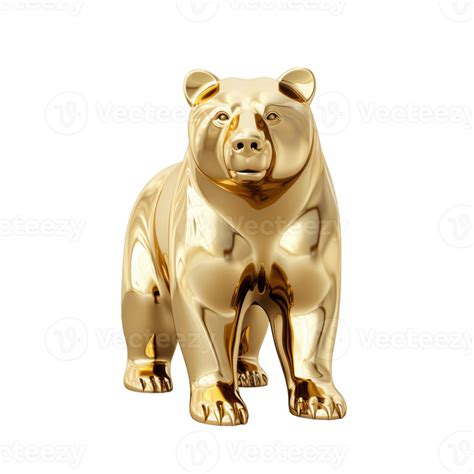 AI generated Golden Bear Statue Isolated On Transparent Background ...