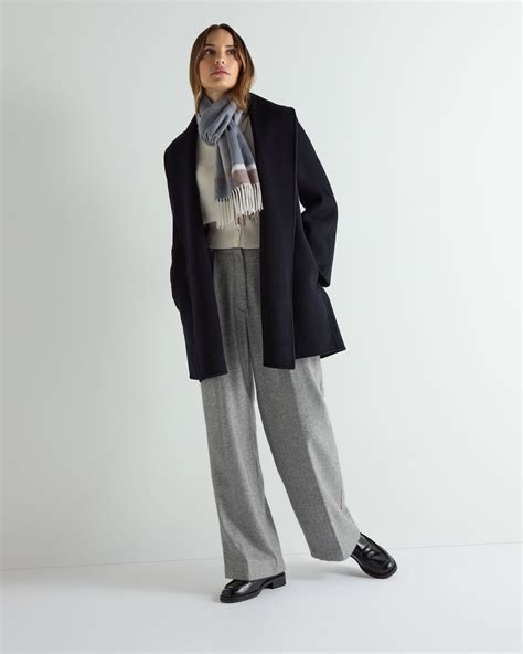 Women's Short Wool Cashmere Coat Dark Navy Blue | N.Peal