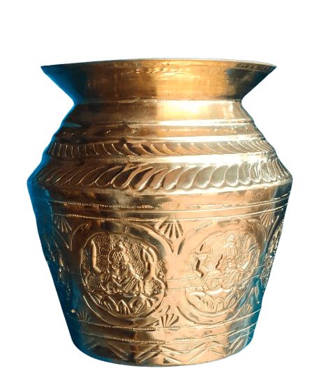 "Traditional Indian Brass Kalash with intricate carvings"(Ashtalakshmi ...
