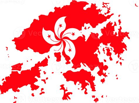 Hong Kong map city color of country flag. 12177247 PNG