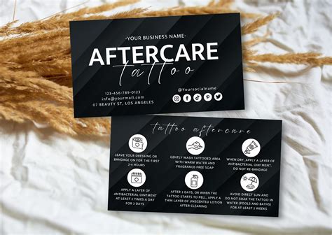 Tattoo aftercare card pmu aftercare tattoo care cards editable tattoo instructions card canva ...