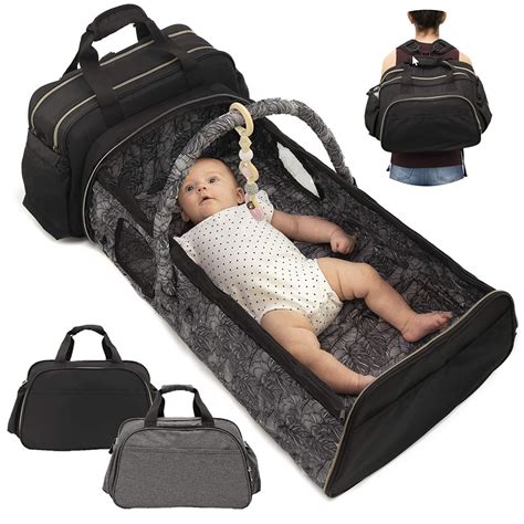 5 in 1 Mommy Nappy Diaper Bag with Travel Backpack Foldable Baby Bed ...