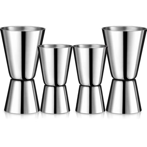 Amazon.com: 4 Pcs Double Cocktail Jigger 2 Size Stainless Steel Japanese Style Bar Measuring ...