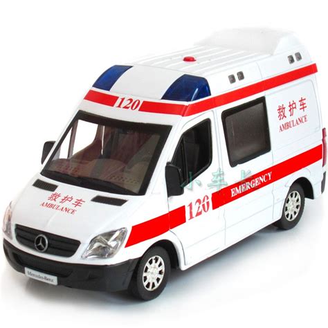 彩珀救护车模型儿童玩具车1:32仿真合金面包车120救护车110警车