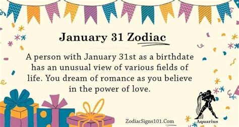January 31 Zodiac Is Aquarius, Birthdays And Horoscope - ZodiacSigns101