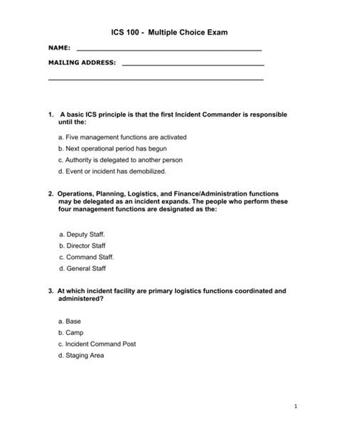 Image result for ICS 100 Post-Test