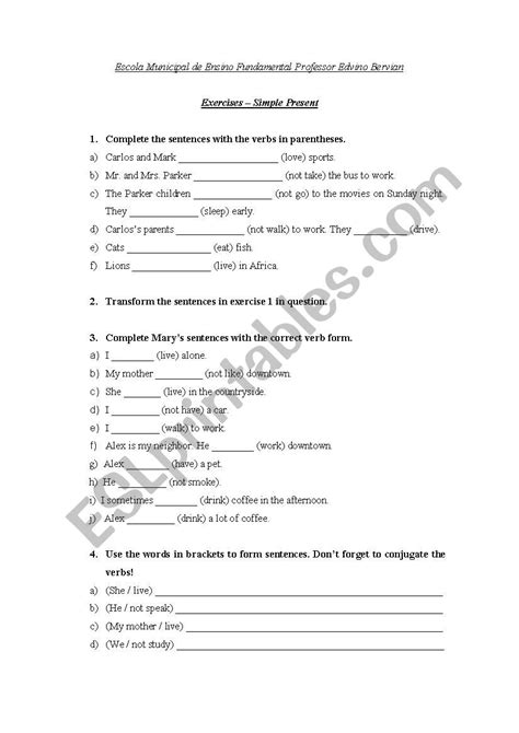 Image result for Simple present Exercises