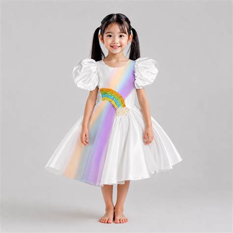 White Pearl Rainbow Dress | Kids Party Dress | Fairy Frills India
