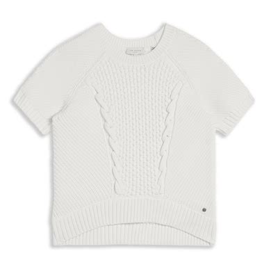 Buy Women White Short Sleeve Cable Knit Jumper Online at The Collective ...