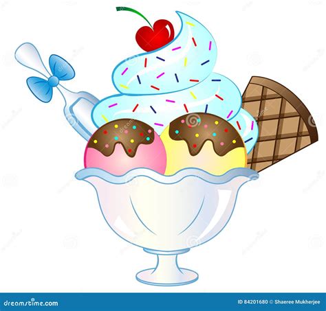 Cartoon Vector Ice Cream Sundae Stock Vector - Illustration of clipart ...