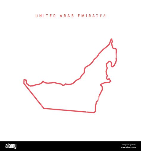 United Arab Emirates editable outline map. UAE red border. Country name. Adjust line weight ...