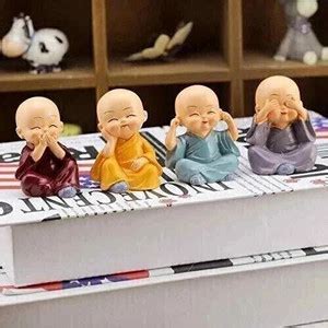 TIED RIBBONS Cute Baby Buddha Monk Statue Small Car Dashboard ...
