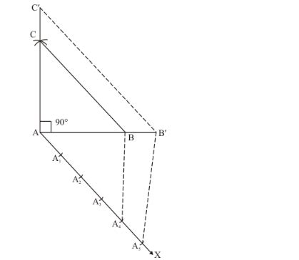 Draw a right triangle ABC in which AC = AB = 4.5 cm and ∠A = 90°.