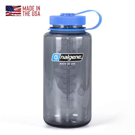 Nalgene Wide Mouth Water Bottle 1QT with Blue Lid