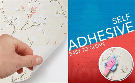 Wolpin Wall Stickers Wallpaper Living Room (45 x 500 cm) Floral Branch ...