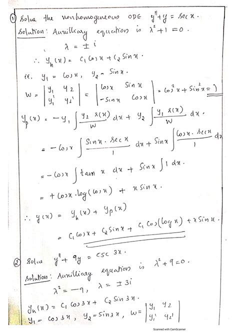 Image result for Varation of Parameters Method